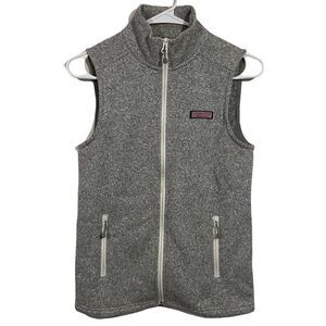 Vineyard Vines Grey Knit Full Zip Vest